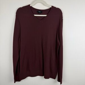 Theory Men's Burgundy Merino Wool V-Neck Sweater size XL